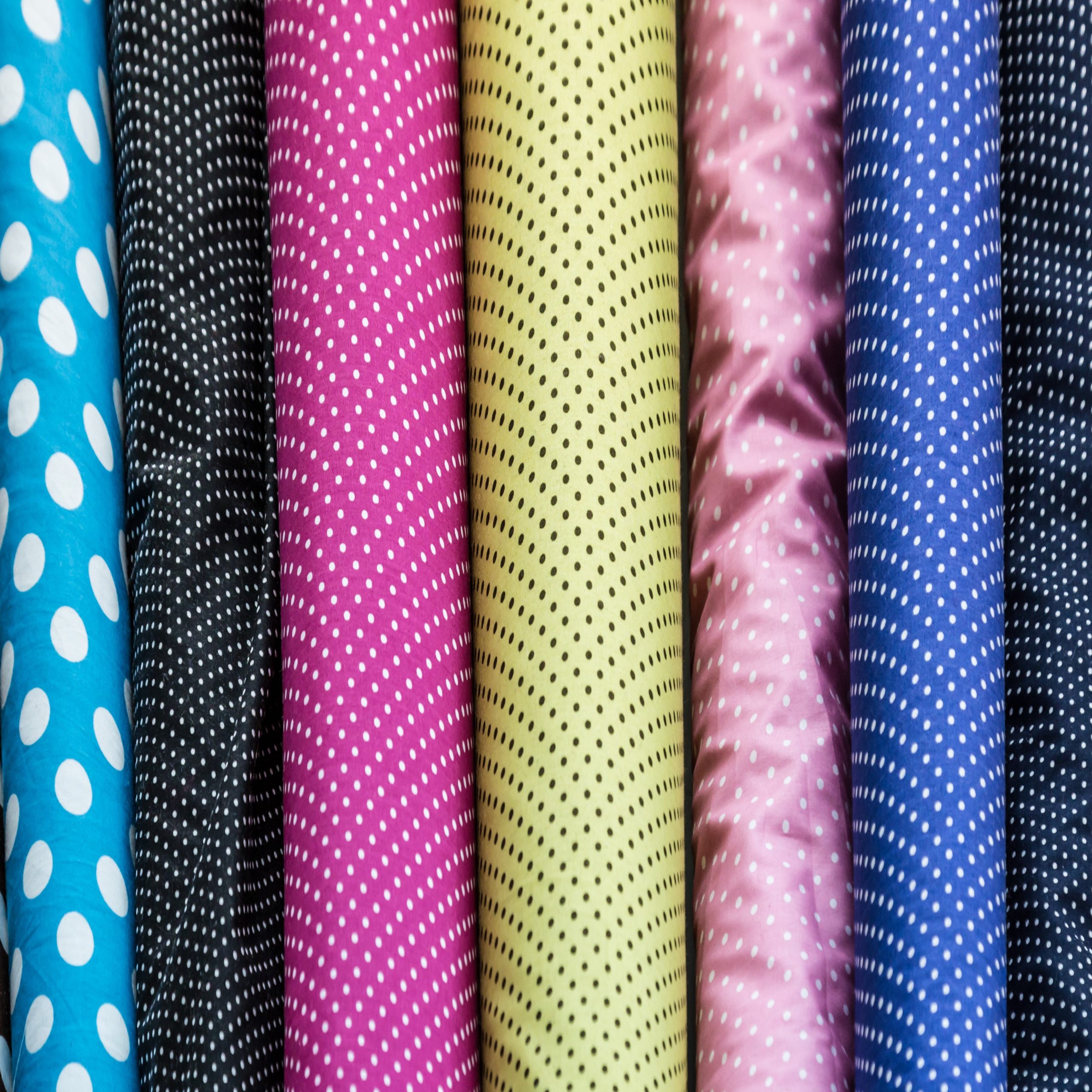 Colorful fabric rolls