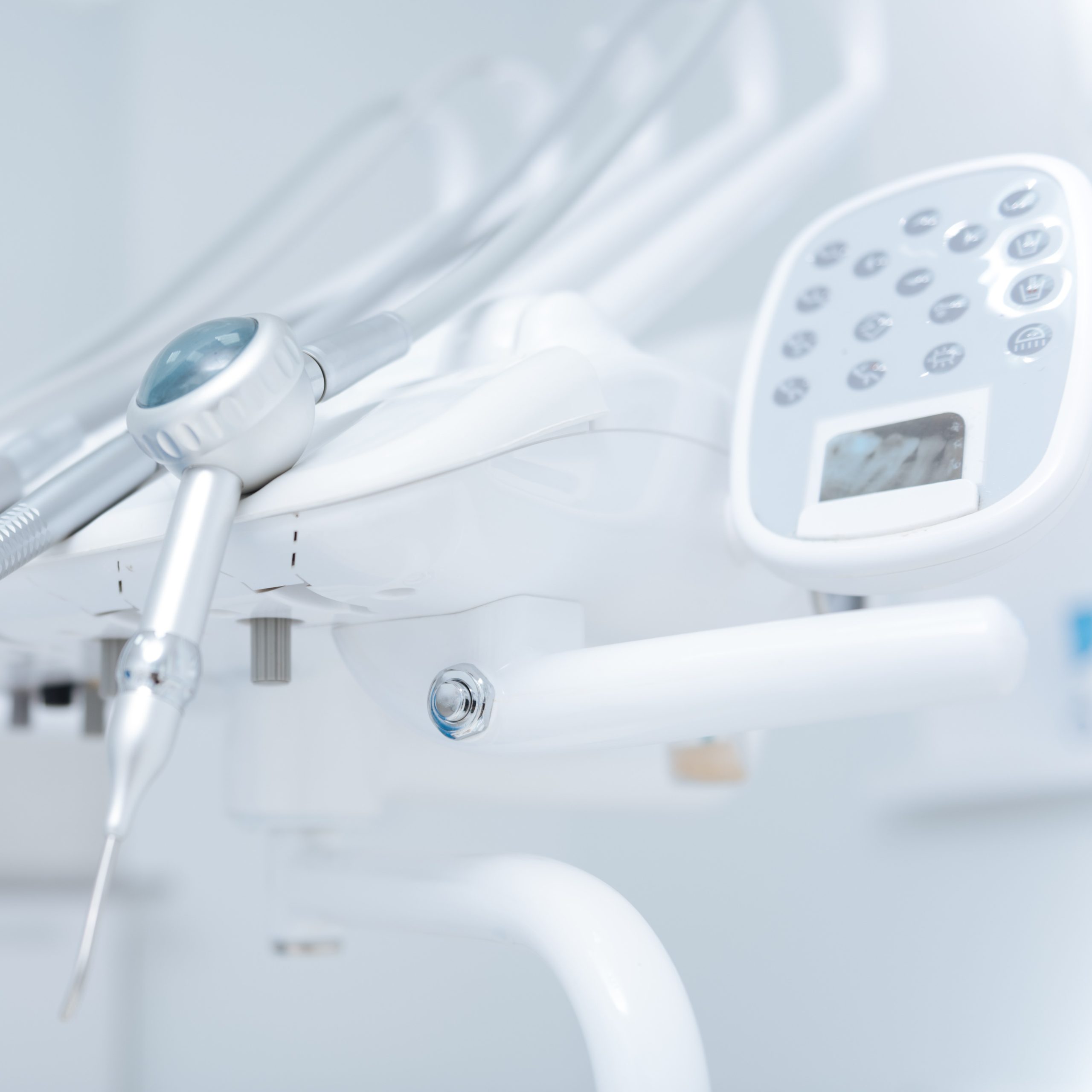 Masters tools. Cool modern nice devices for specific procedures lining up on a panel board and being all clean and sterile