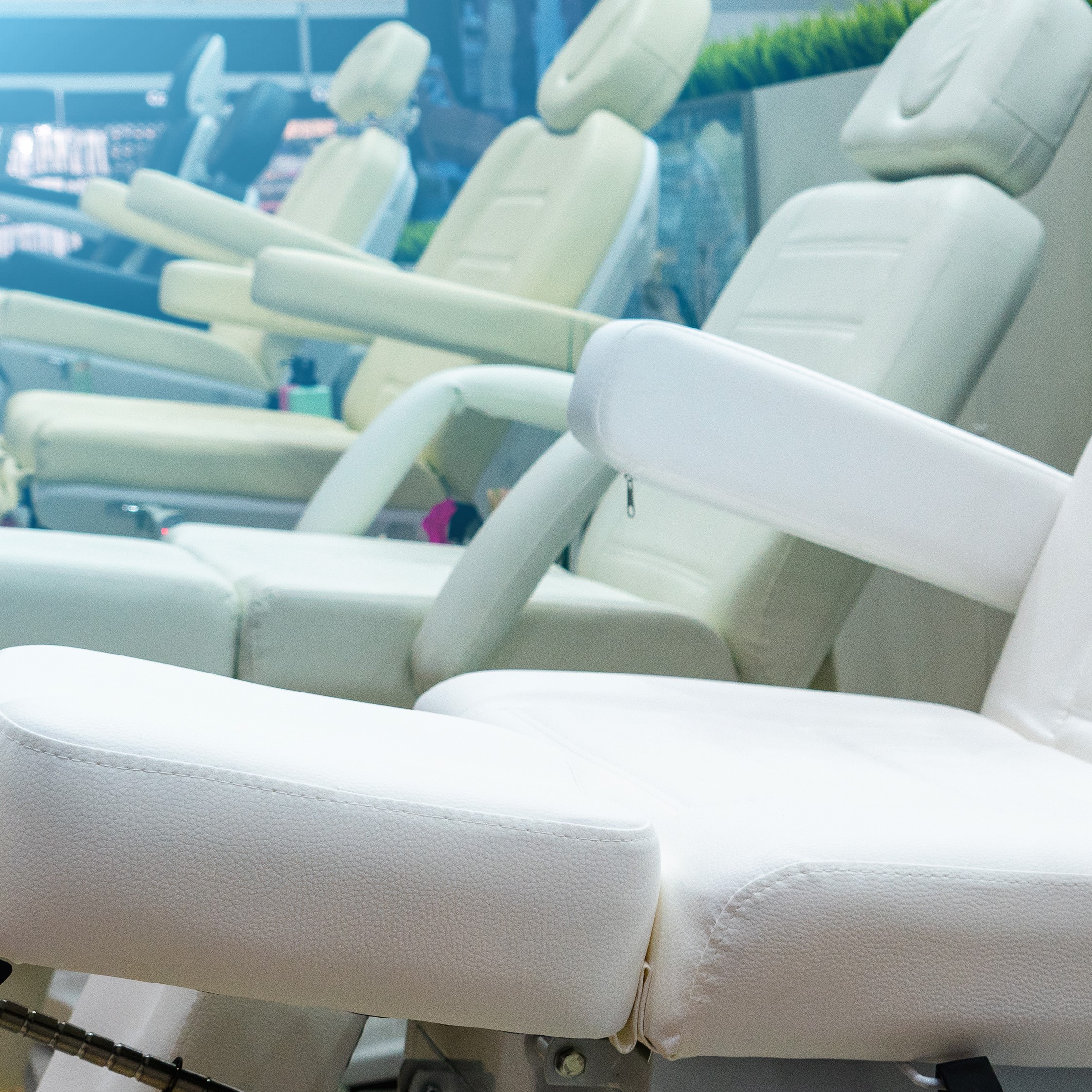 Cosmetology equipment. Leather chairs for hair removal, depilati